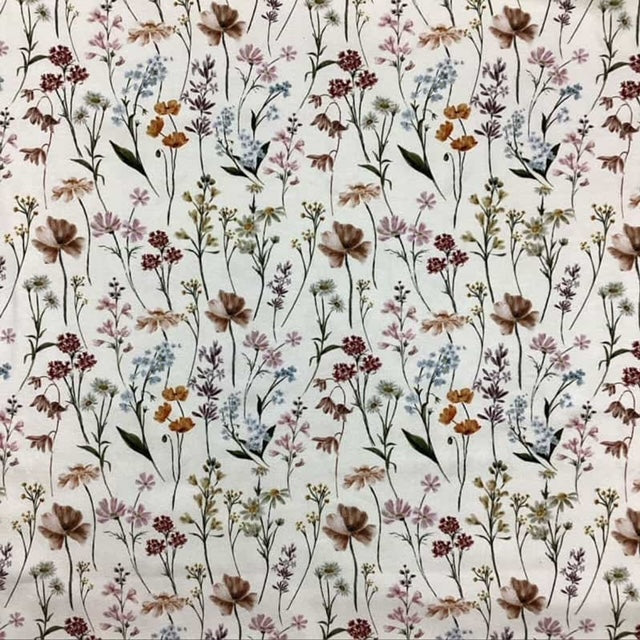 Jersey Elegante blomster- Hvit