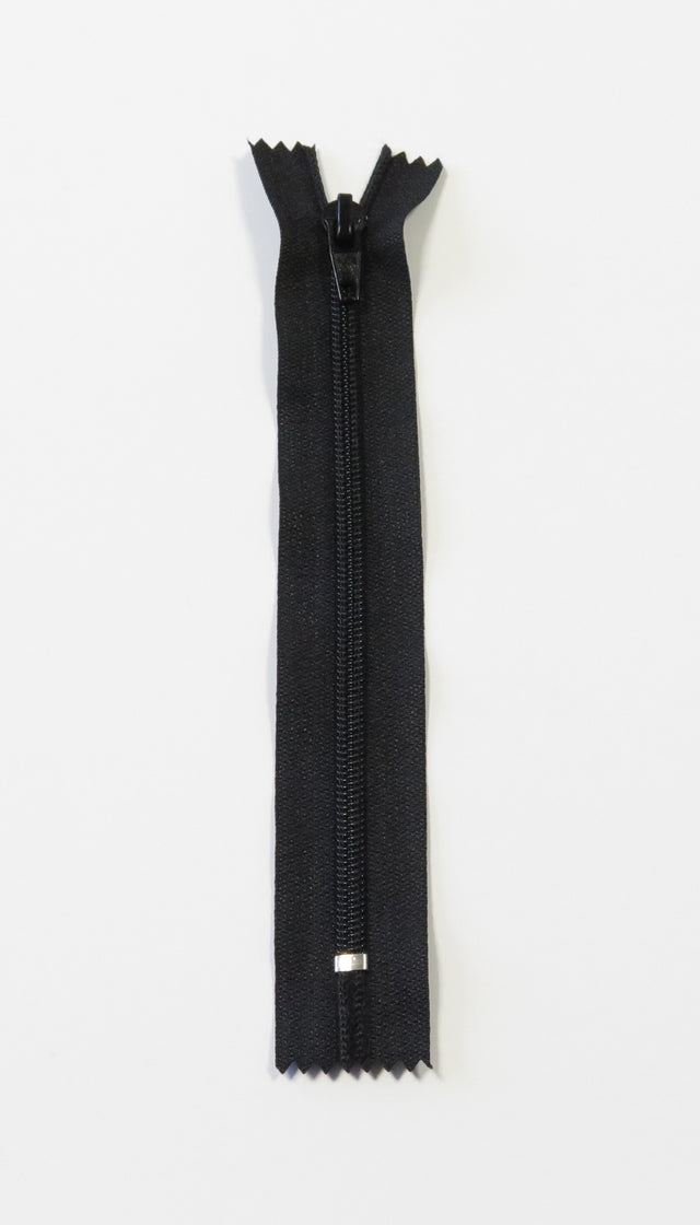 Cose Glidelås 6mm, sort,  ikke delbar 25 cm