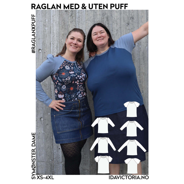 Raglan med & uten puff str xs- 4xl